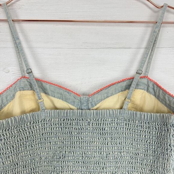 NWT American Eagle Cropped Tank Top Size M Blue Denim Chambray Smocked Y2K Twee - Picture 7 of 13